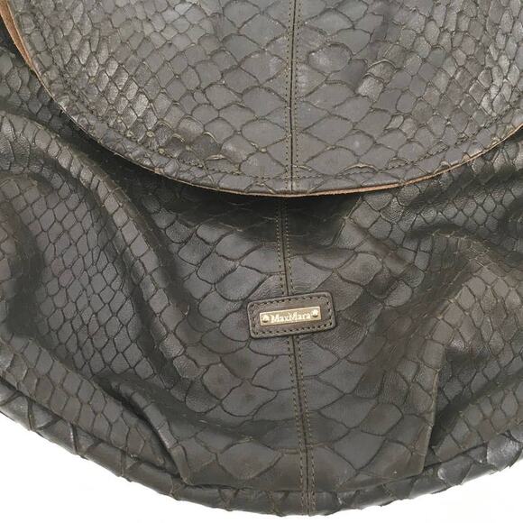 MaxMara Fold Over Leather Hobo Handle Bag - Picture 2 of 8